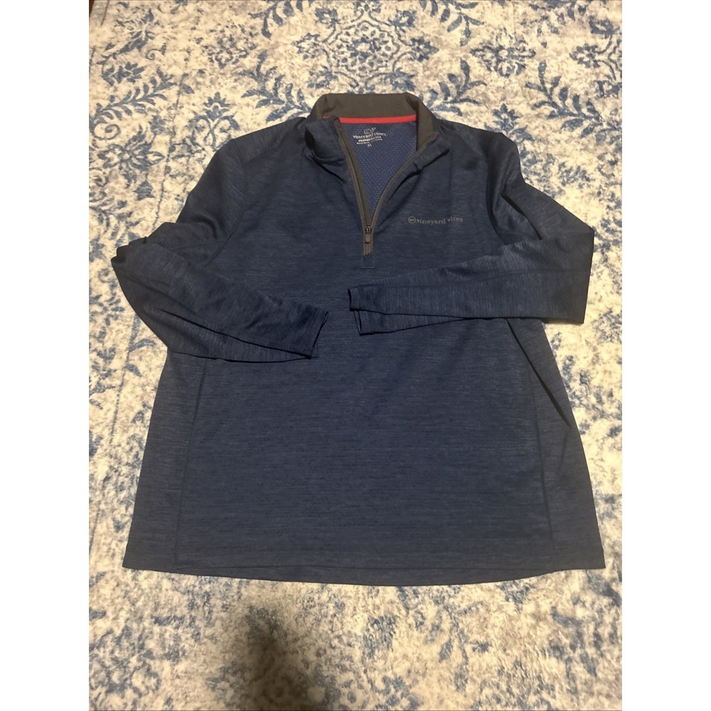 Vineyard Vines Pullover Mens XL Blue Performance 1/4 Zip Long Sleeve Top Golf